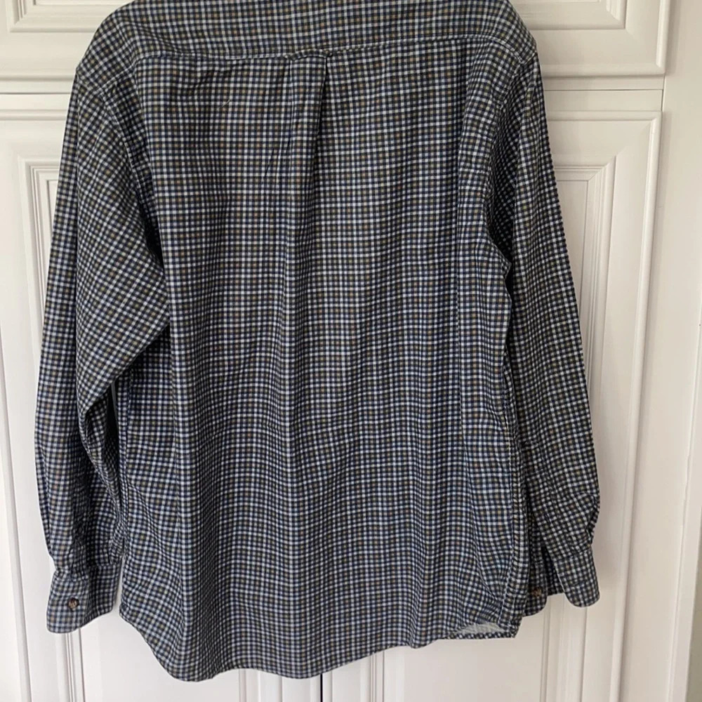 John Ashford Long Sleeve Soft checkered Casual Dress Shirt Men sz M - Picture 5 of 11